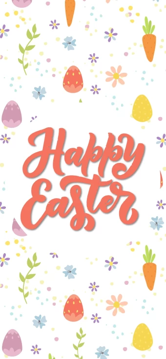 Colorful Happy Easter flower and carrot Wallpaper