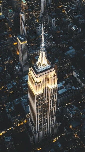 Empire State top view at night with lights Full HD Wallpaper