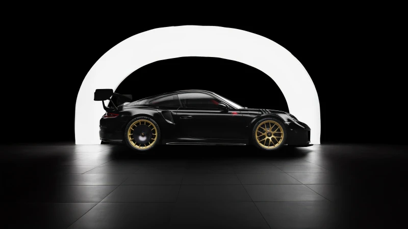 Black Porsche 911 In Motion Wallpaper