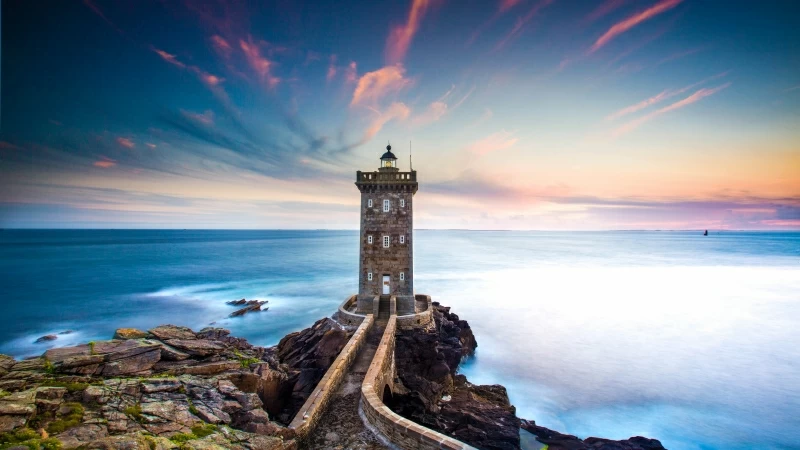 Coastline Lighthouse Blue Hour 4K 5K Wallpaper