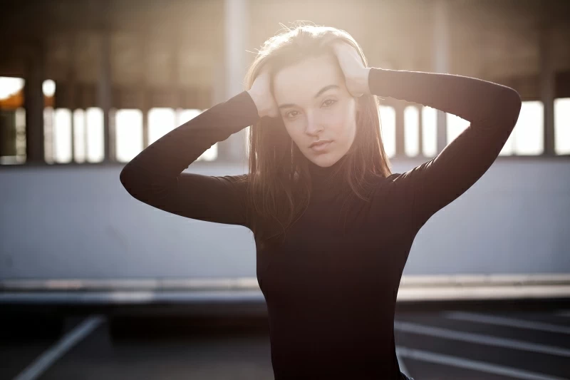 Blonde Girl Hands In Hair Sunbeams 4k Wallpaper