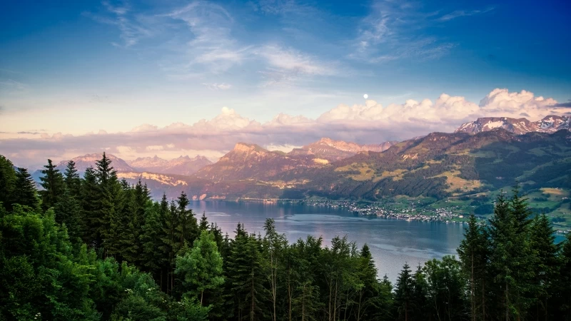 Lake Zurich in Switzerland Landscape 4K Wallpaper