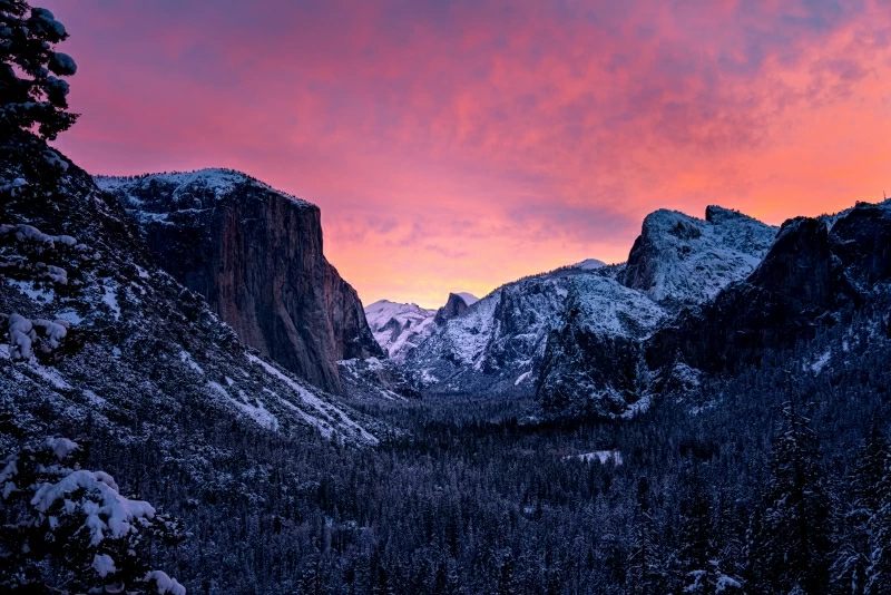 Yosemite Golden Hour Above Body Of Water 8k Wallpaper