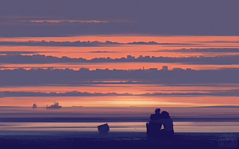 Couple In Love Sea Side 4k Wallpaper