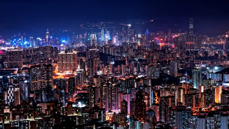 HongKong Cityscape at Night 5K Wallpaper