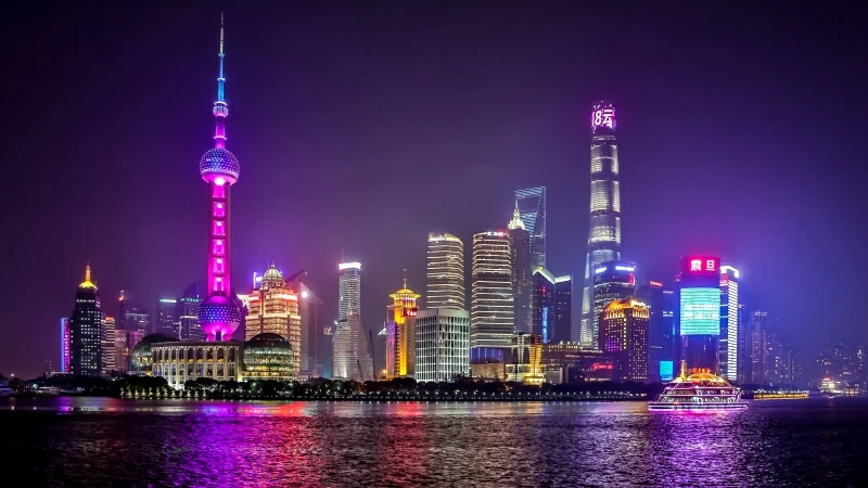 Shanghai Cityscape at Night 5K Wallpaper