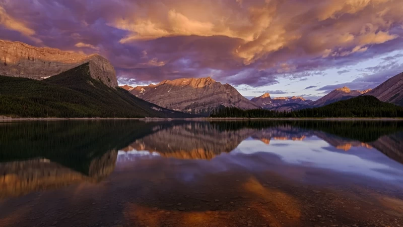 Black Cloud Above Lake And Mountain With Reflection On Water 4K HD Nature Wallpaper