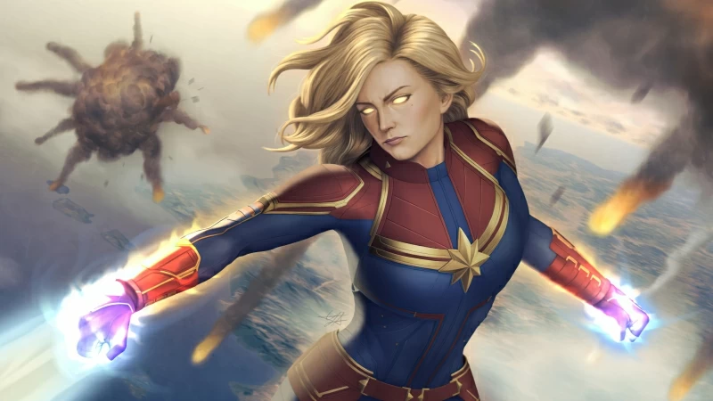 Captain Marvel Avengers Illustration 5k Wallpaper