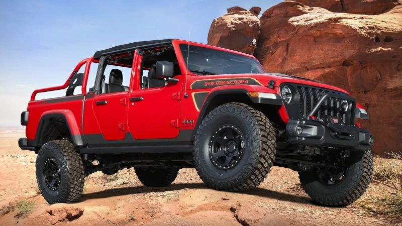 Jeep Red Bare Gladiator Rubicon 2021 4K HD Cars Wallpaper