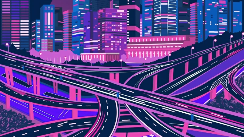 Purple Noen Citycsape 4k Wallpaper