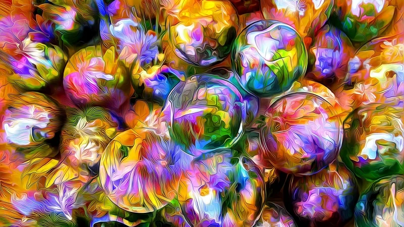 Rendering Balls Blurred Petals Reflection HD Abstract Wallpaper