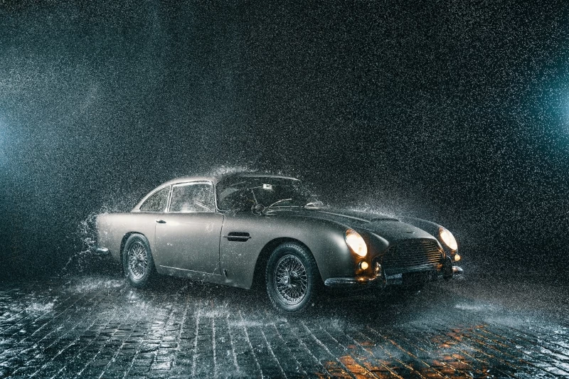 Aston Martin Db5 In Rain 5k Wallpaper