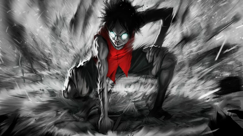 one piece luffy angry face black and red wallpaper