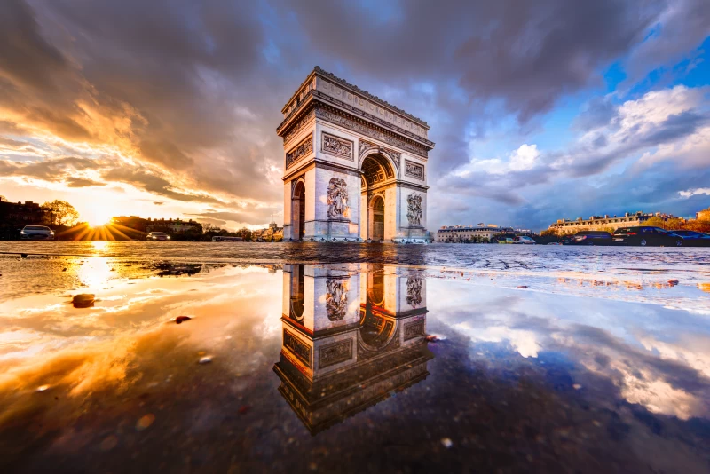 Man Made Arc De Triomphe Monuments Monument Reflection Paris France Cloud Wallpaper