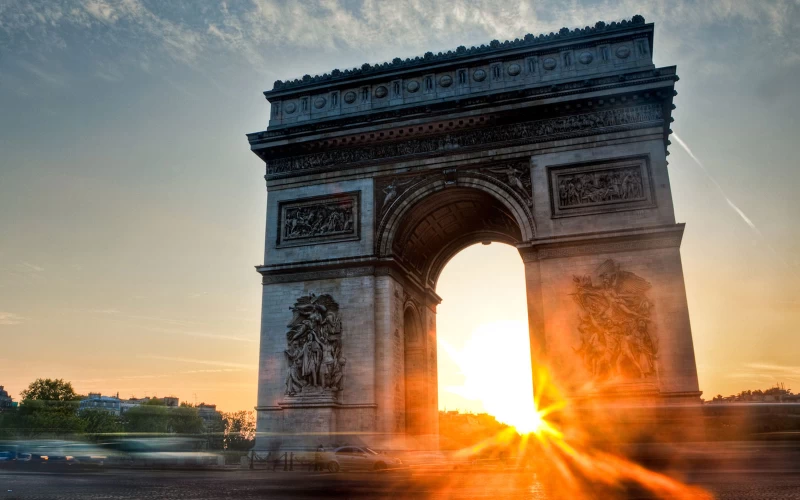 Man Made Arc De Triomphe Monuments sunset Wallpaper