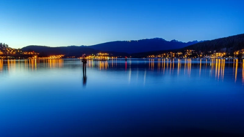 Burrard Inlet Port Landscape at Dusk 4K Wallpaper