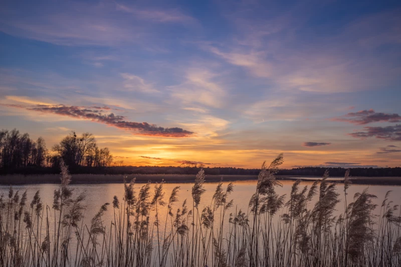 Lake Sunset Sky Poland Spring Wallpaper