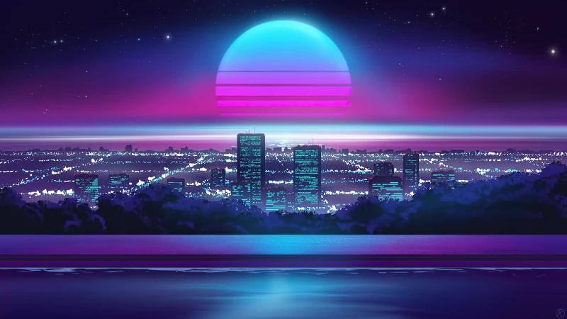 Toko Japan Synth Retrowave 5k Wallpaper