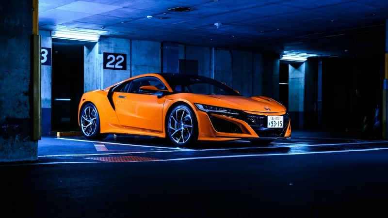 Honda NSX Orange 5K Wallpaper