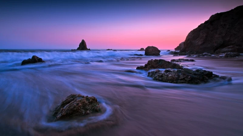 Earth Ocean Rock Sunset Long Exposure 4K 5K HD Wallpaper