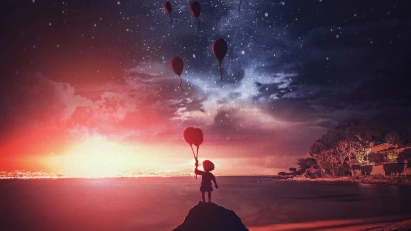 Little Boy Air Balloons 4K HD Wallpaper