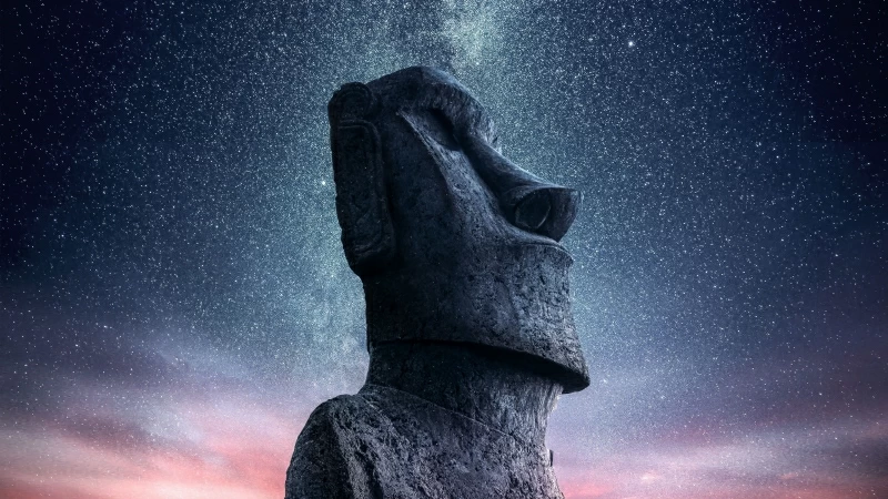 Moai Statue Idol Easter Island Starry Sky Wallpaper 4K HD Wallpaper