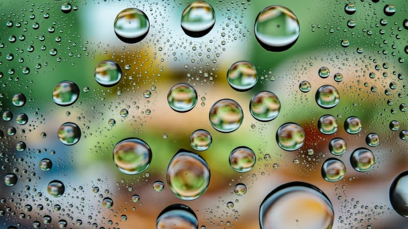 Drops Water Surface Macro Blur 4K HD Wallpaper