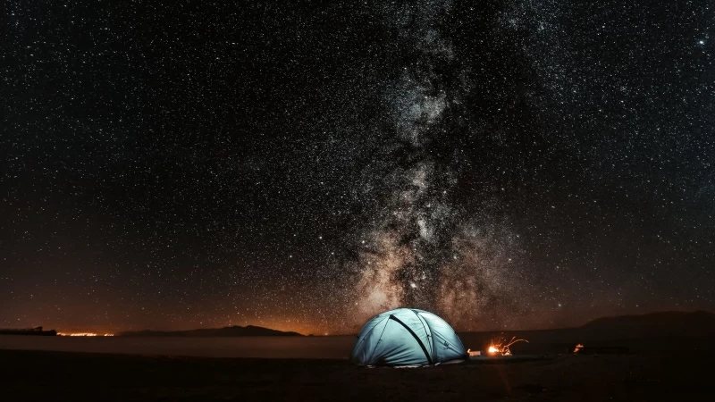 Tent Starry Sky Night Tourism 4K HD Wallpaper