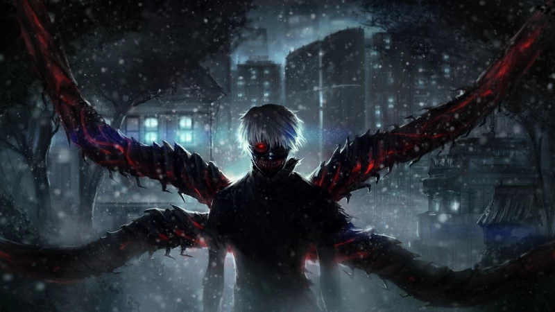 Tokyo Ghoul Night Building Wings 4K 5K HD Wallpaper