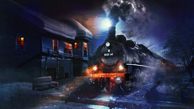 Night Coal Train Art 4K HD Wallpaper