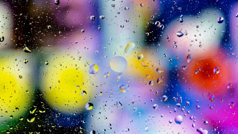 Drops Macro Blur Glass Multicolored 4K 5K HD Wallpaper