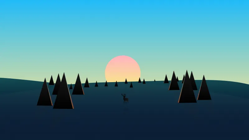 Beautiful Day Sunset Deer Minimal 8k Wallpaper