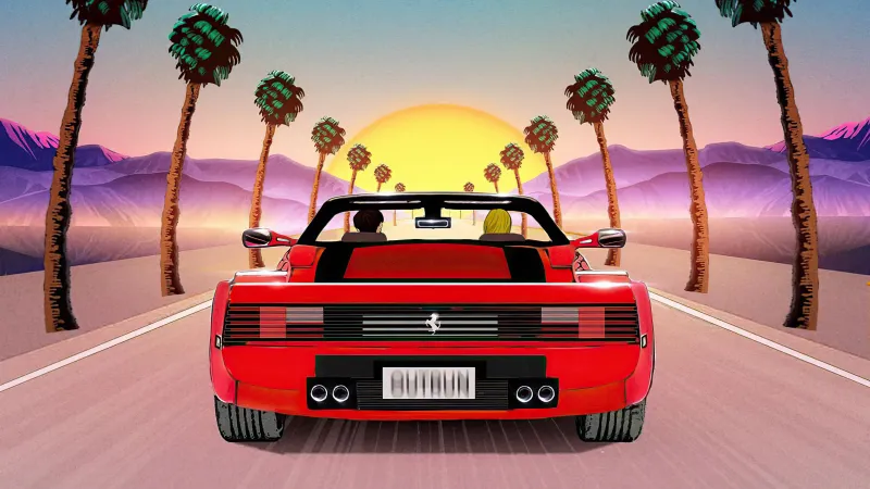 Chasing The Sun Ferrari 5k Wallpaper