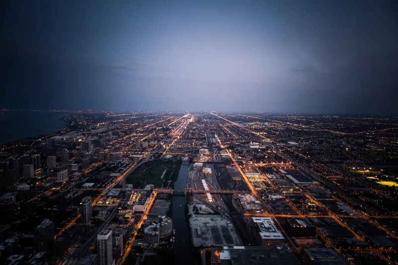 Chicago Cityscape Lights Road 5k Wallpaper