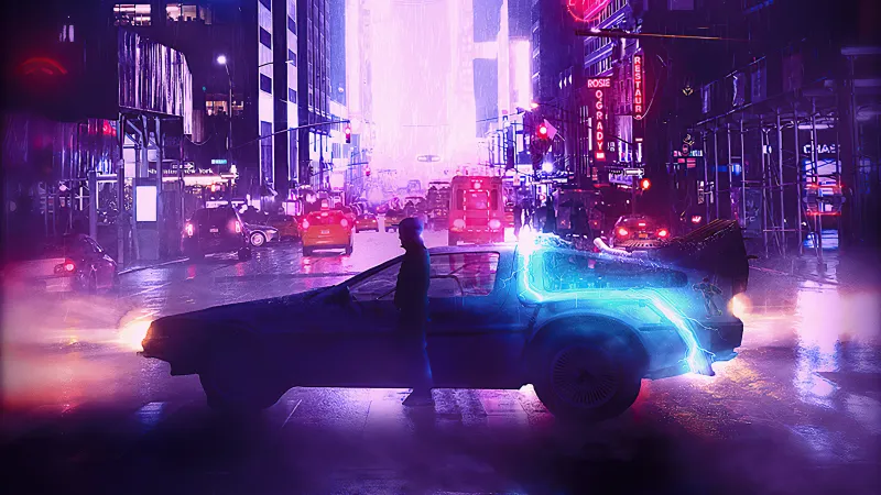 Delorean Cyber Ride 4k Wallpaper