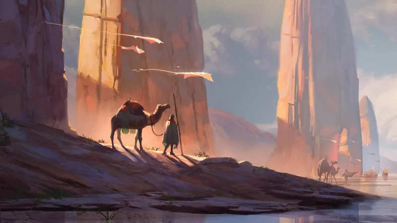 Digital Art Camel Desert 4k Wallpaper