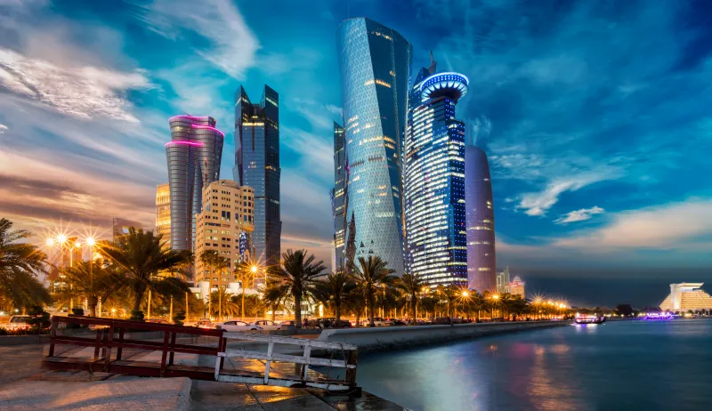 Evening Houses Skyscrapers Qatar 5k Wallpaper