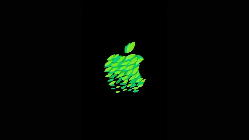 Green Black Apple Logo 4k Wallpaper