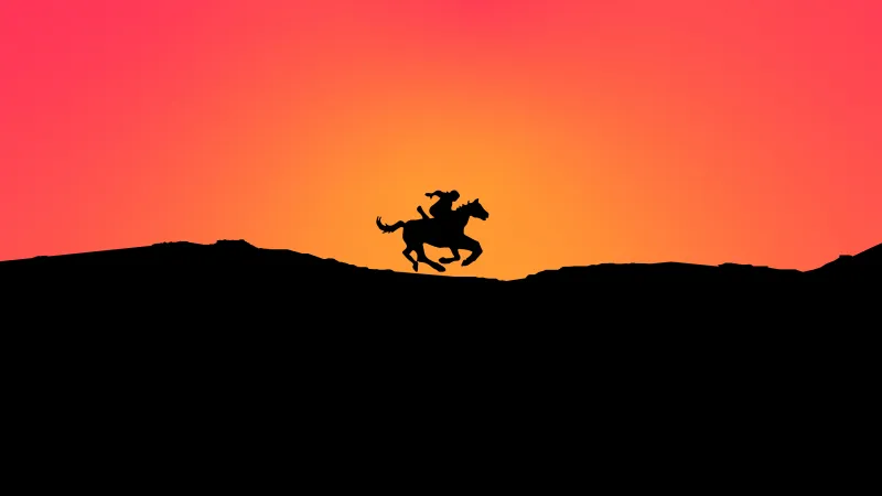 Horse Minimal Sunset 4k Wallpaper