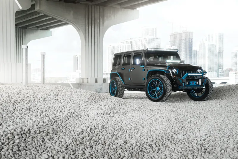 Jeep Wrangler Blue Grey 8k Wallpaper