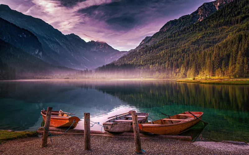 Lake Jagersee In Austria In Early Autumn 4k Wallpaper