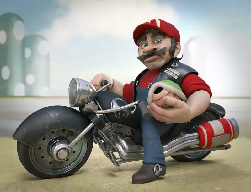 Mario On Harley Davidson Wallpaper