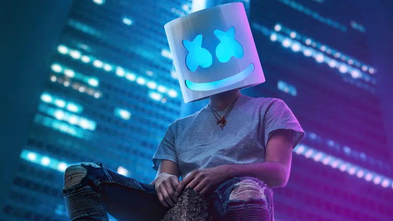 Marshmello Sitting On Roof Top 4k Wallpaper