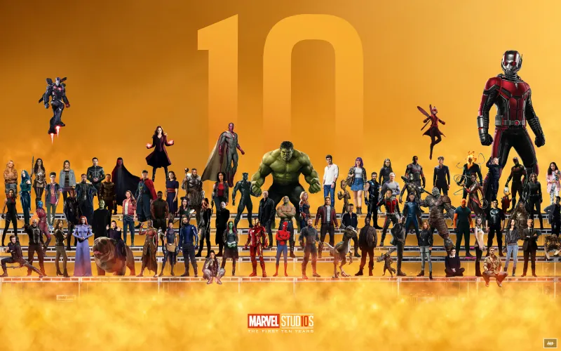 Marvel Superheroes 10 Year Anniversary Artwork Wallpaper