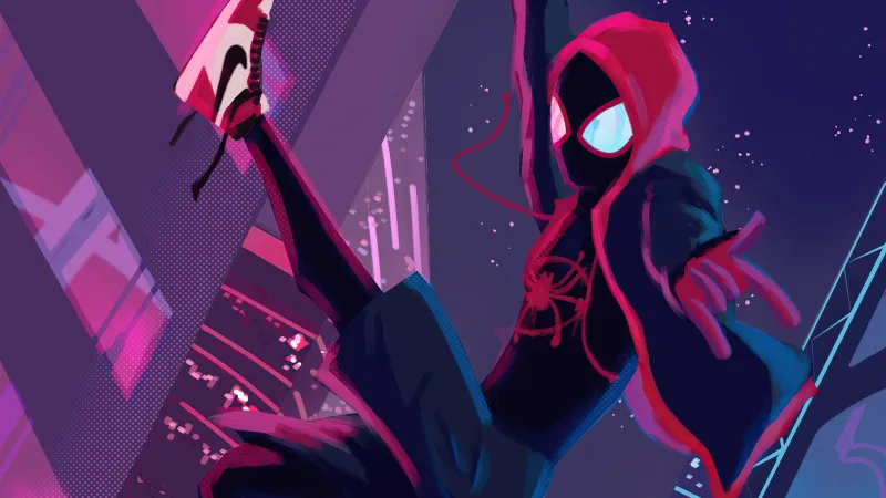 Miles Morales Spiderverse Swing Wallpaper