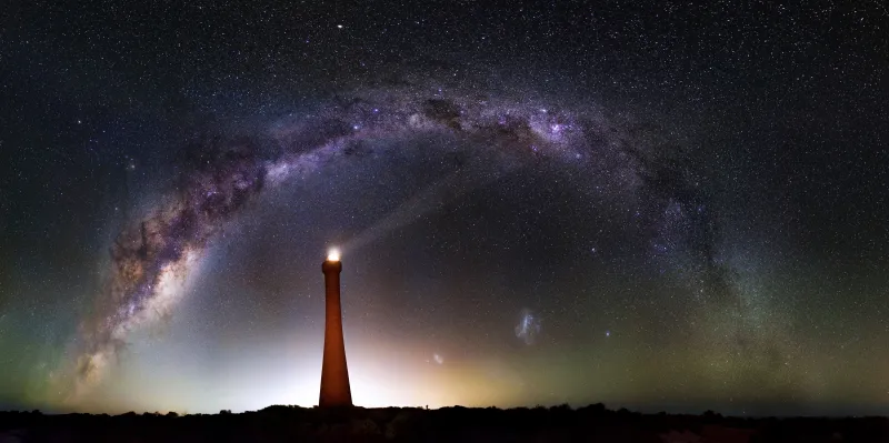 Milky Way Over Lighthouse 5k Wallpaper