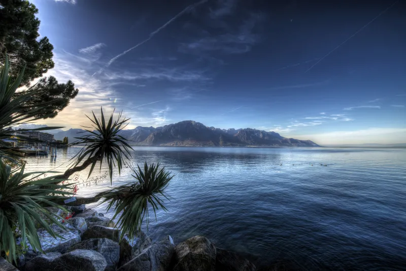 Montreux Lake Switzerland 4k Wallpaper