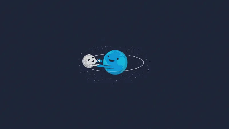 Moon Earth Funny Minimalism Wallpaper