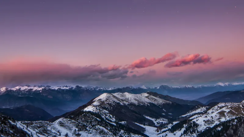 Mountains Starry Sky Night Snow Dolomites Italy 4k Wallpaper