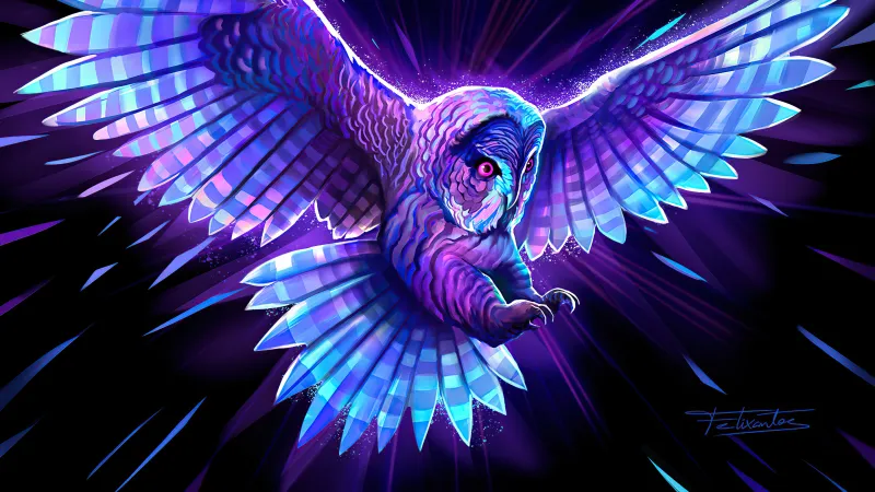 Multicolor Owl 5k Wallpaper